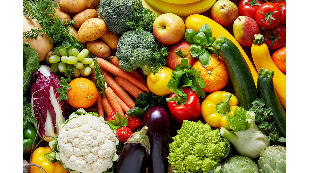 Colorful vegetables arranged together. 