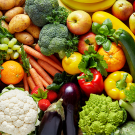 Colorful vegetables arranged together. 